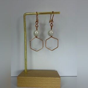 Geometric Pearl Drop Earrings